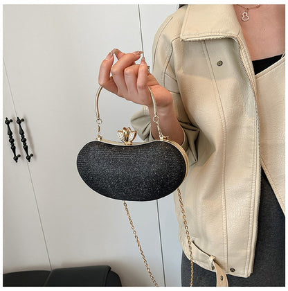 Luxury Shiny Evening Bag for Women Elegant Diamonds Buckle Exquisite Metal Handel Chain Clutch Bag Sparking Sequined Party Bags