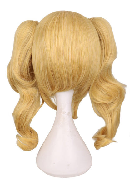 SuQ Peruca Loira Mista Longa Ondulada para Cosplay com 2 Rabos de Cavalo Perucas de Cabelo Sintético
