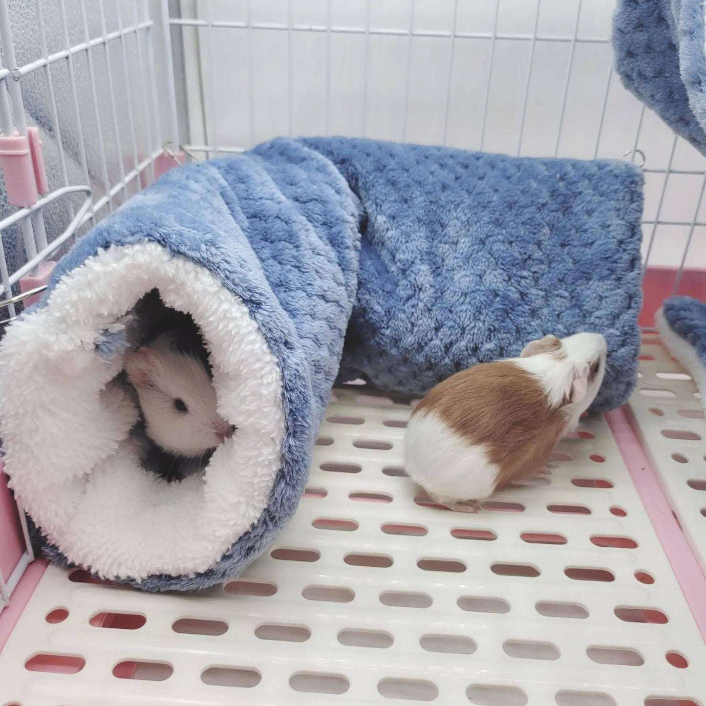 Rede de estimação quente de inverno, rede de hamster de pelúcia espessa de camada dupla, chinchila, porquinho da índia, furão, saco de dormir, gaiola suspensa de hamster