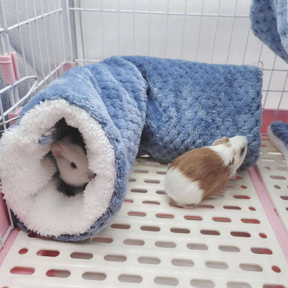 Rede de estimação quente de inverno, rede de hamster de pelúcia espessa de camada dupla, chinchila, porquinho da índia, furão, saco de dormir, gaiola suspensa de hamster