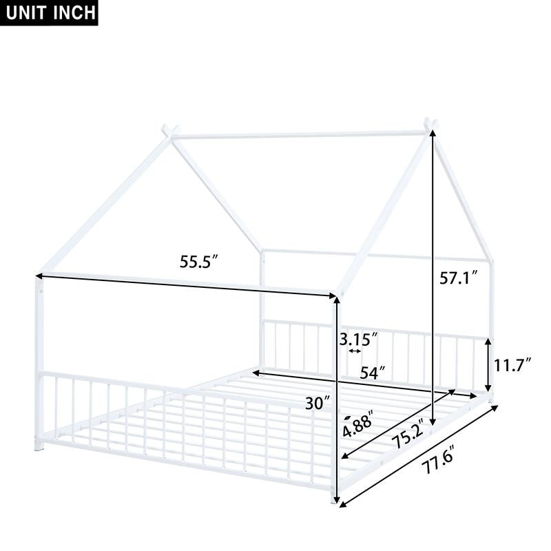 Cama Montessoriana de Metal Branca - Resistente, Elegante e Moderna para Quartos Infantis, com Grades de Segurança, Fácil de Montar,