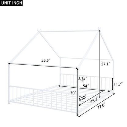 Cama Montessoriana de Metal Branca - Resistente, Elegante e Moderna para Quartos Infantis, com Grades de Segurança, Fácil de Montar,