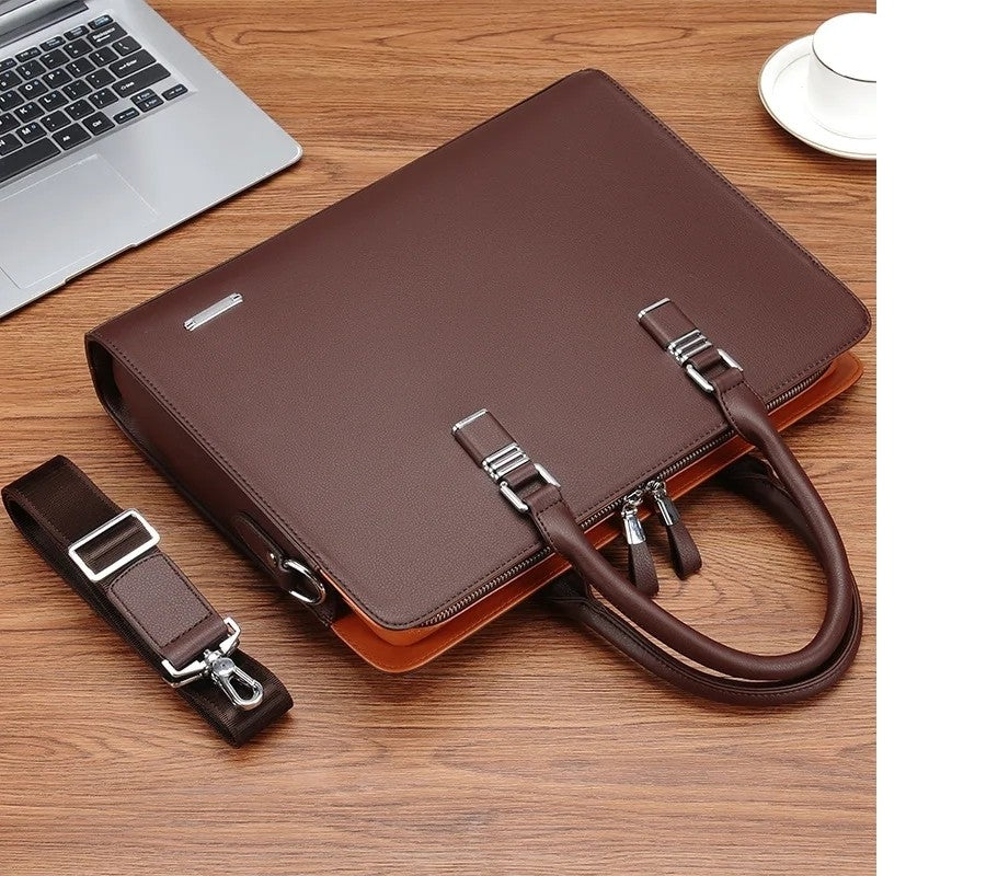 MOTAORA Genuine Leather Laptop Bag Men 14-15.6 Inch Business Briefcase Work Messenger Bag for MacBook HP Dell Acer