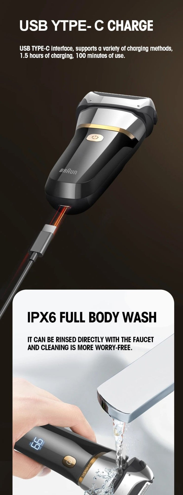 Originai Fang BRAUN FK608 Electric Shaver 4D For Men Rechargeable Shaving Beard Razor Trimmer Machine For Barber