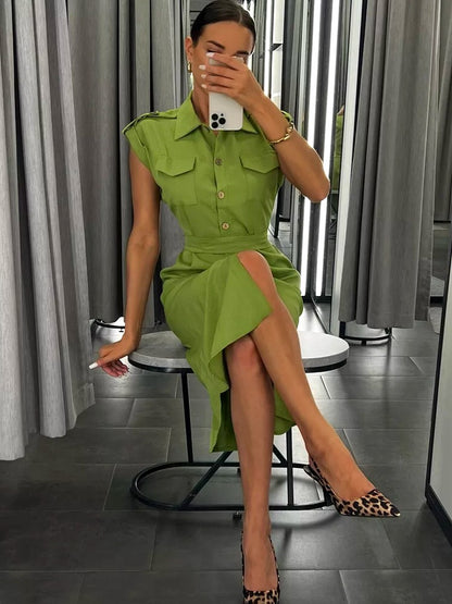 Women's Long Summer Dress Vintage A-line Casual Light Midi Dress Short Sleeve  E