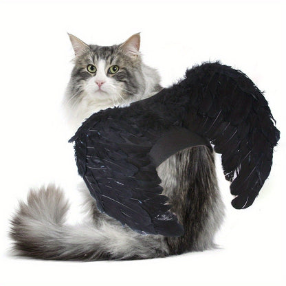 Fantasia de Halloween para Pets Asa de Anjo e Diabo Preta e Branca para Cachorro Gato Coelho Porquinho Presente Divertido para Festa de Halloween Tema Anime B