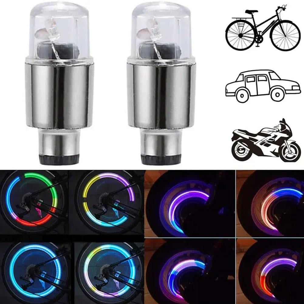 2 Peças de Luzes de Roda de Motocicleta Luzes de Pneu Luminosas Luz Ambiente de Cubo de Carro Universal Carro Motocicleta Lâmpada de Neon Luzes de Tampa de Válvula Decoração de Carro