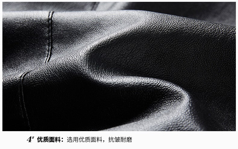 Men PU Leather Jacket Men Coats Windproof Motorcycle Autumn Stand Collar Travel Black Zipper Winter Business Zipper Overcoat