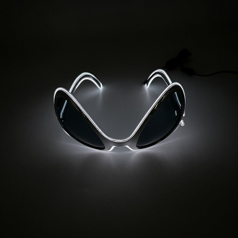 Led Glasses NightClub Masquerade Concert Club Neon Accessories Cool Vogue Flashing LED Futuristic Glasses Men Metal Cool Glasses