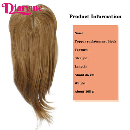 Cabeça Topo Pedaço de Cabelo Falso Sintético Liso Peruca Topper Reedição Bloco Toupee Substituição Peruca Clipe Em Extensões de Cabelo Cabelo Falso