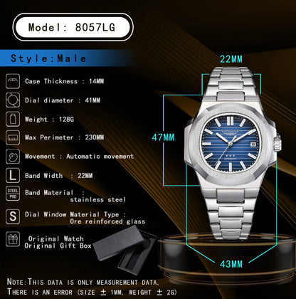 Men automatic watch business date mechanical watches waterproof stainless steel luminous luxury mens watch boyfriend gift