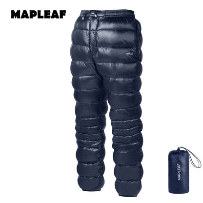 MAPLEAF Down Pants Winter Hiking Trousers Ultralight Warm Down Trousers 800FP Windproof Waterproof Ski Pants Camping Snow Pants