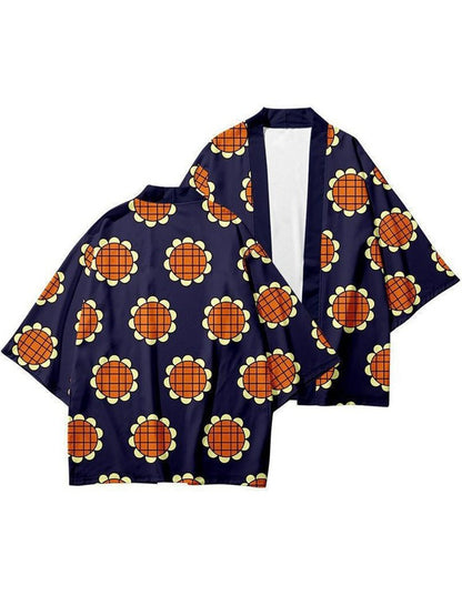 New Arrival Anime Luffy Cosplay Costume Summer Women Men Sunflower Printed Japanese Kimono Cardigan Monkey D Luffy Haori Cloak