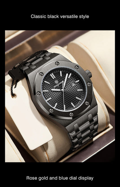 PAAZOMU Luxury Business Man Wristwatch Waterproof Luminous Date Men Watch Stainless Steel Fashion Quartz Watches For Men Reloj