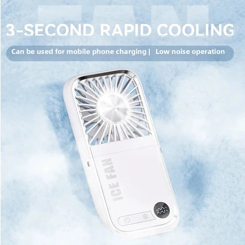 Folding Mini Cooling Air Fan Mobile Phone Holder Power Bank 3000mAh USB Rechargeable Cooling Handheld Desktop Fan with Lanyard