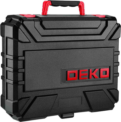 Kit de Ferramentas com Furadeira DEKO, Jogo de Ferramentas com Furadeira Sem Fio Vermelha 8V, Kits de Ferramentas Manuais para Mulheres 126 Peças