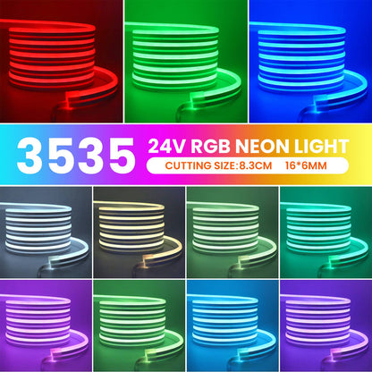DC 24V RGB Neon Led Strip Light With Bluetooth 30 Meters Outdoor IP65 Waterproof Neon Rope Lights App Remote Control Band
