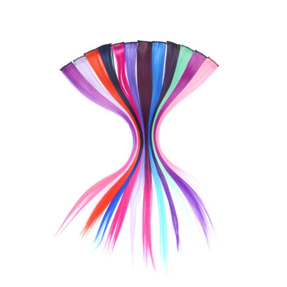 Mega Hair Tic Tac Sintético 55 cm Longo Colorido Liso Peças de Cabelo Sintéticas para Uso Diário Festas