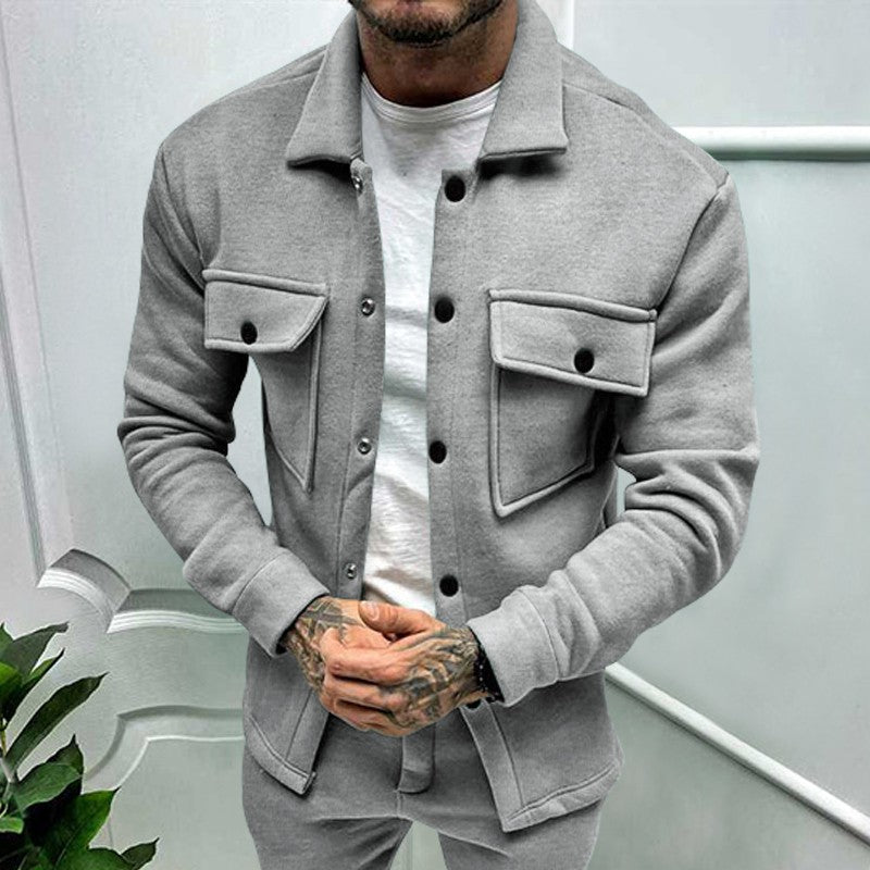 2024 Cross Border Amazon Winter New Men's Fleece Jacket Fashion Casual Jacket