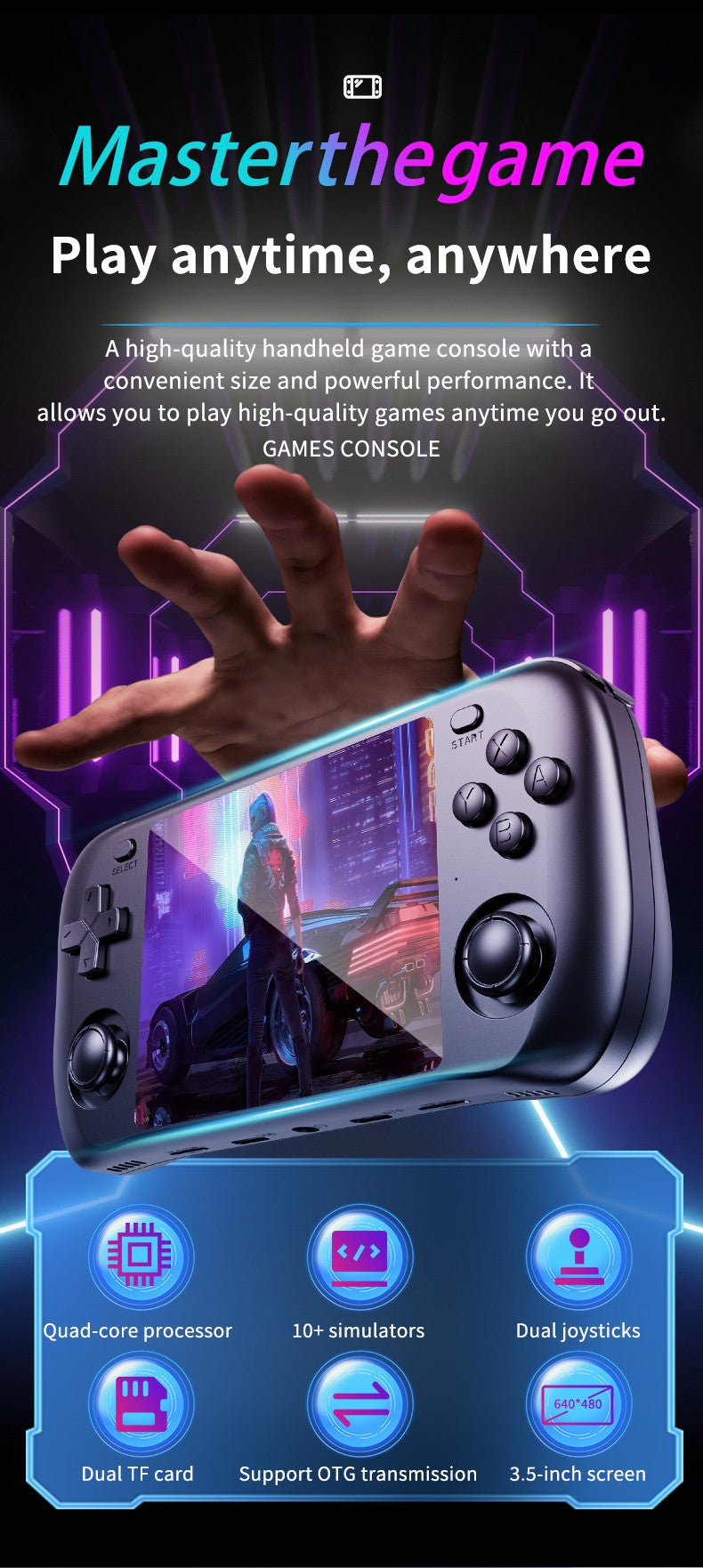 Retro Gaming Console H36S 2026 Handheld Portable Player IPS HD Display 64GB 128GB Open Source OS Classic Games