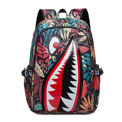 Mochila Escolar para Meninos com Estampa de Tubarão para Crianças, Mochilas de Viagem