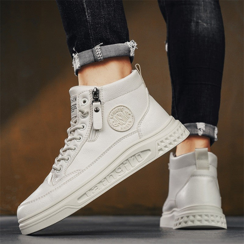 Leather Men Ankle Boots Fashion comfortable Men Sneakers Luxury British style High Top Shoes Men Platform Casual Shoes 2025 New