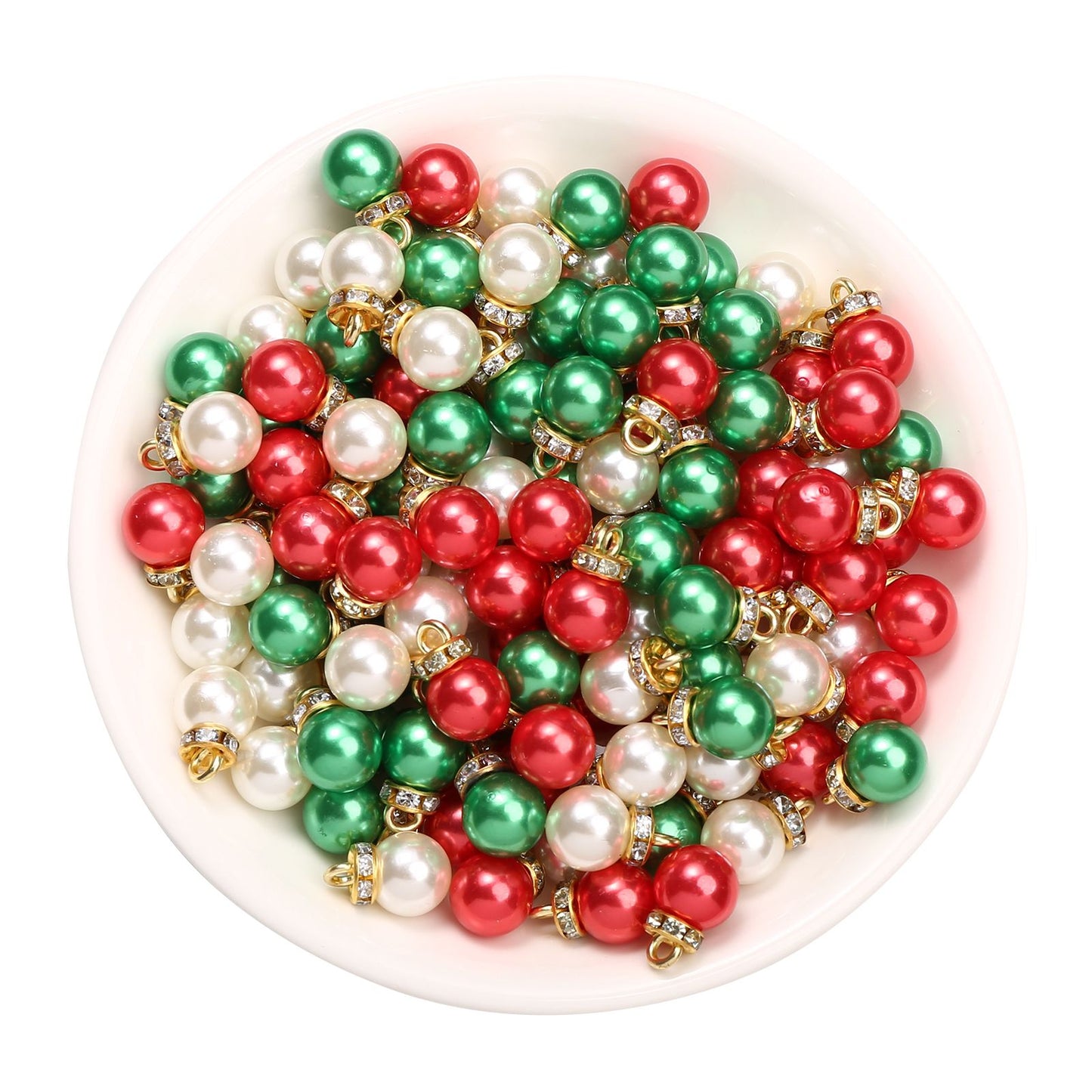 20pcs/set Shiny CCB Christmas Beads Pendant Classic Golden Rhinestone Spacer Beads For Earrings  Making Fashion Accessories