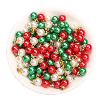 20pcs/set Shiny CCB Christmas Beads Pendant Classic Golden Rhinestone Spacer Beads For Earrings  Making Fashion Accessories