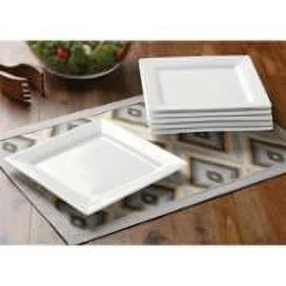 16 Piece Square Porcelain Dinnerware Set, White Oven Safe Up To 450 Degrees Fahrenheit