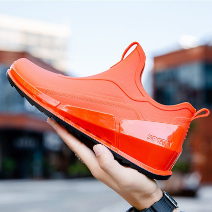 Ankle Rain Boots Men's Motorcycle Waterproof Shoes Outdoor Rain Boots Fishing Non-slip Rubber Shoes Thick Soled Water Shoes