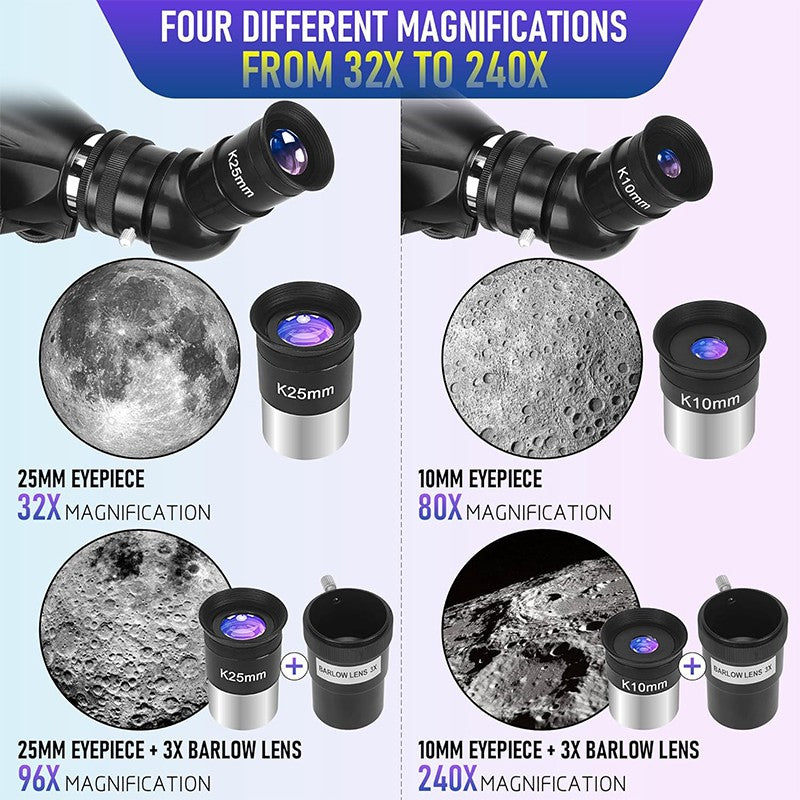 Telescópio Astronômico ALLFOC 80090, Alta Potência Grande Abertura HD Profissional para Observação do Espaço Profundo e Estrelas, Tripé??