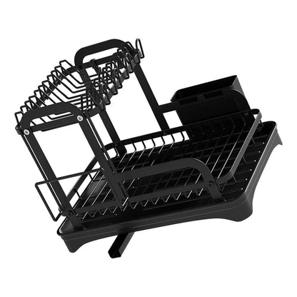 HOT 2 Tier Dish Bowl Drainer Storage Rack Kitchen Dish Drying Rack with Drain Basket Countertop Dinnerware Organizer Drainboard