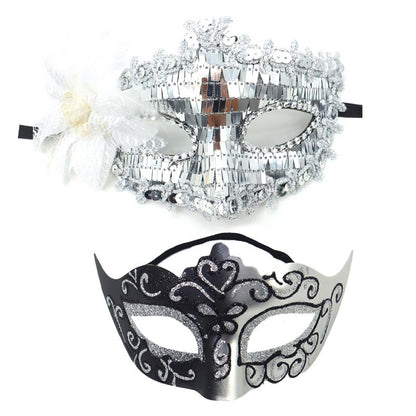 2Pcs Couples Gold Purple Black Blue Lace Masks Butterfly Venetian Face Cover for Mardi Gras Halloween Masquerade Party Costume