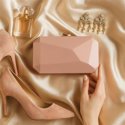 Fashion Clutch Bags for Women Glossy PU Evening Purse Burgundy Geometric Shape Female Handbag Special Valentine's Day Gift