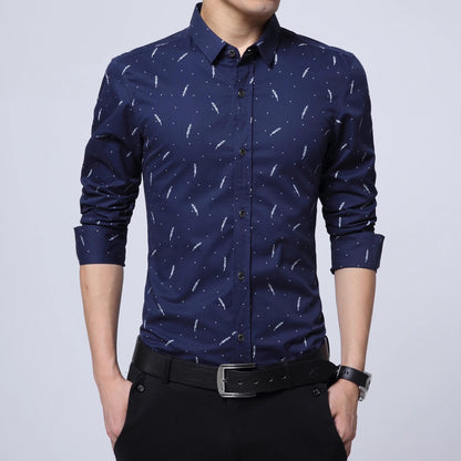 New Arrival 2025 Spring Men's Long Sleeve Shirts | Fashionable Single-Breasted Cotton Shirt in Blue Green Khaki Grey | Available