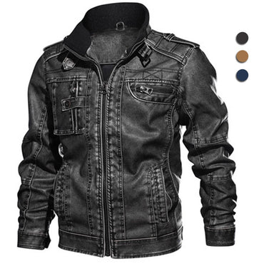 Autumn Winter Brand Leather Jacket Men Vintage Biker PU Coat Causal Motorcycle Jackets Plus Size 8XL 3D Stand Collar Thick Tops