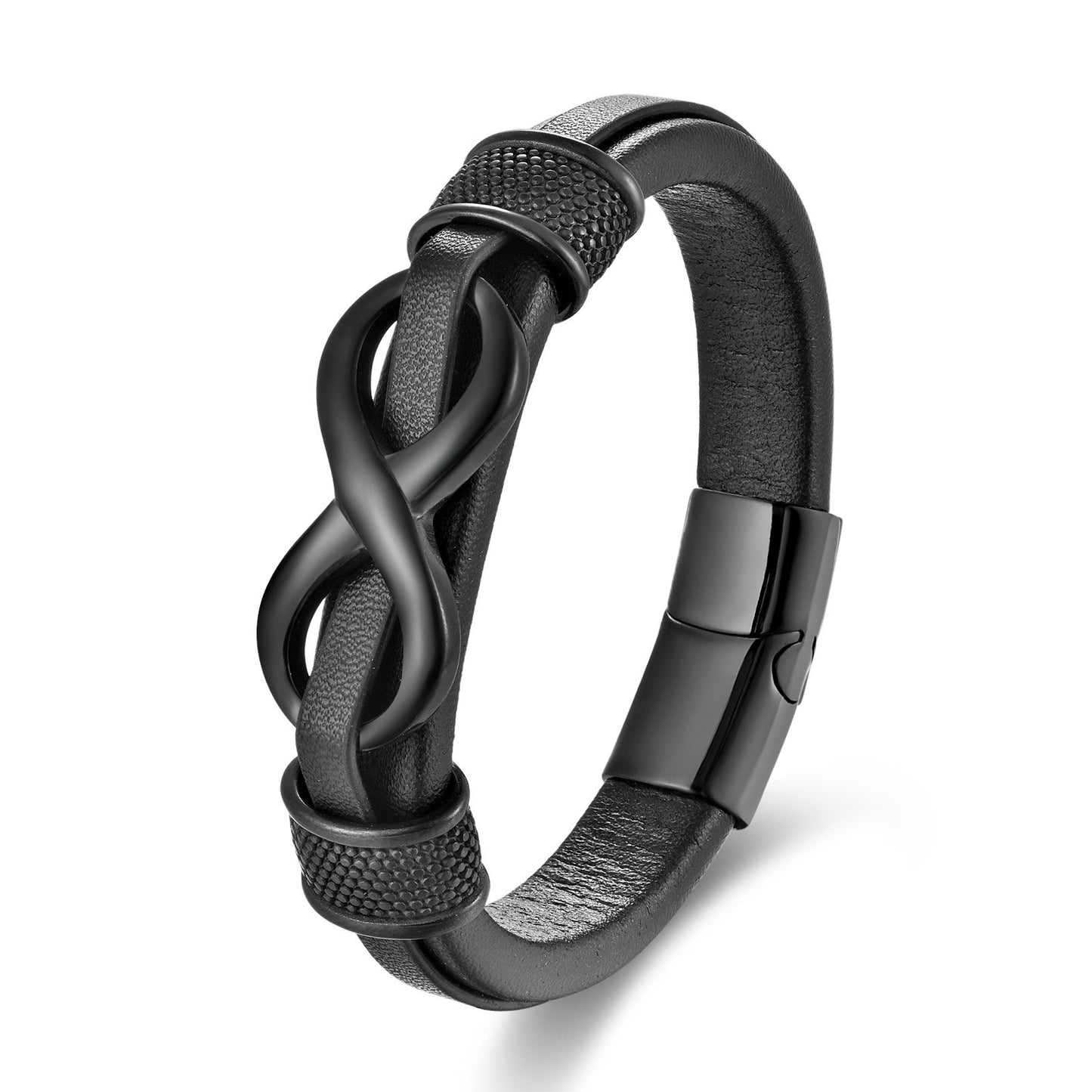 Pulseira de Aço Inoxidável Clássica de Couro Masculina, Corrente, Acessórios de Joias Elegantes para Pai e Namorado