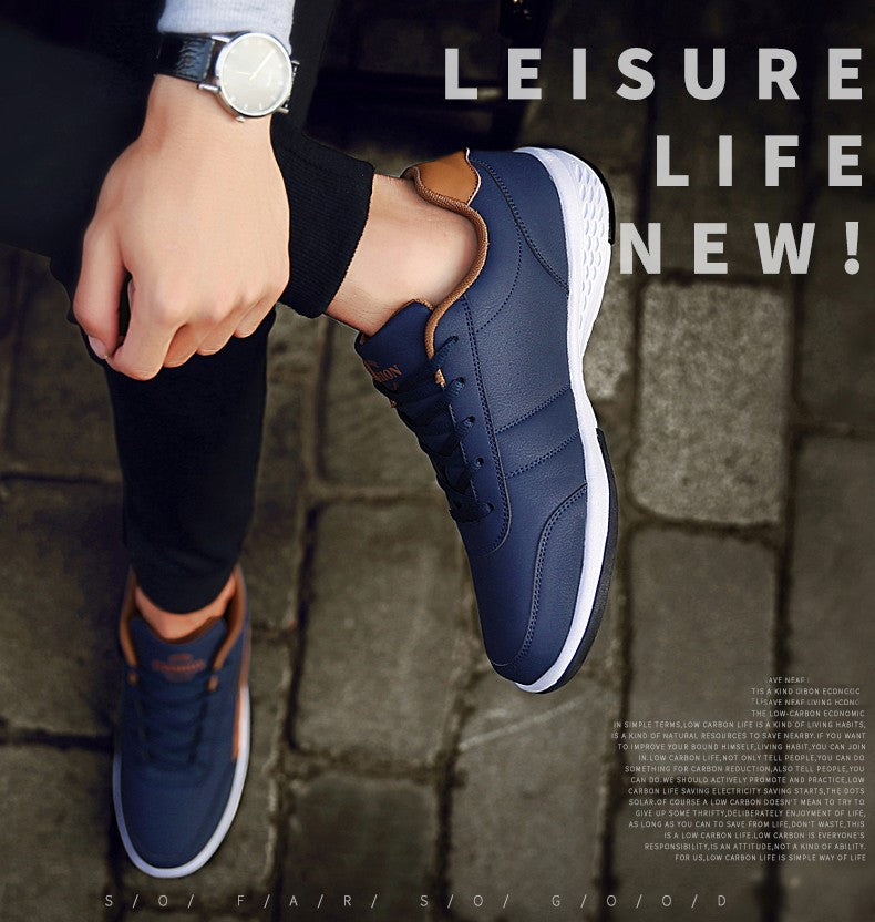 Sapatos masculinos de couro tênis tendência casual italiano respirável lazer masculino tênis calçados antiderrapantes sapatos vulcanizados masculinos