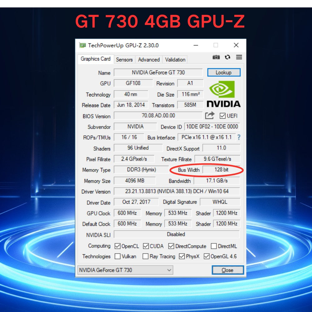 Placa de Vídeo SRhonyra GT730 4GB 1080P GPU Low Profile DDR3 2HDMI 2 Monitores Display PCI-E2.0 16X, GPU para Computador, 1 Ano de Garantia