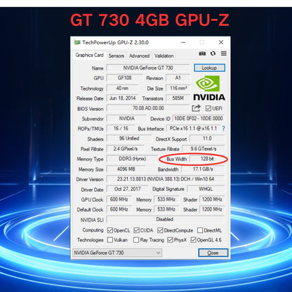 Placa de Vídeo SRhonyra GT730 4GB 1080P GPU Low Profile DDR3 2HDMI 2 Monitores Display PCI-E2.0 16X, GPU para Computador, 1 Ano de Garantia