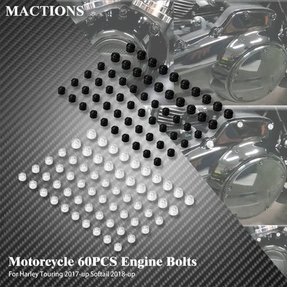 Parafusos de Motor de Motocicleta 60pçs Tampas de Parafuso Protetoras Para Harley Touring Road Street Glide FLHR Softail Fat Boy FLS 2018-Em Diante