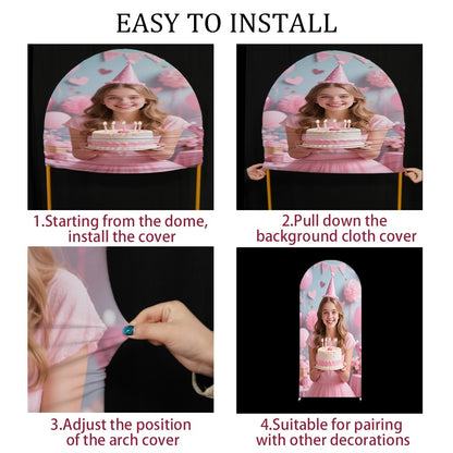 Customizable Arched Background Cloth Cover, Can Upload Your Favorite Pictures, Can Be Used for Birthdays, Weddings, and More