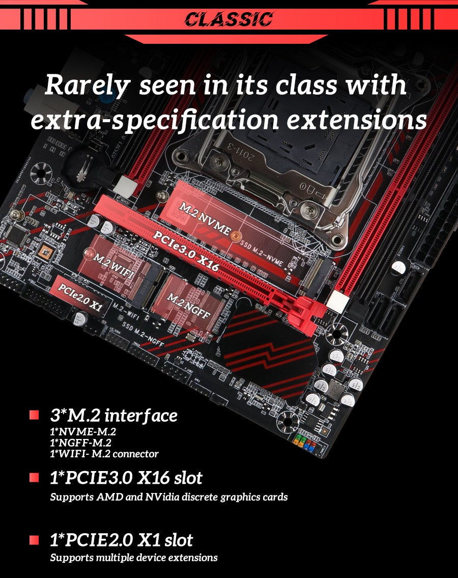 Conjunto de Placa-mãe SOYO X99 D3 Gaming com CPU Intel LGA2011-3 E5 2676 V3 Memória RAM ECC DDR3 8GB*1 Componentes de computador M.2 NVME