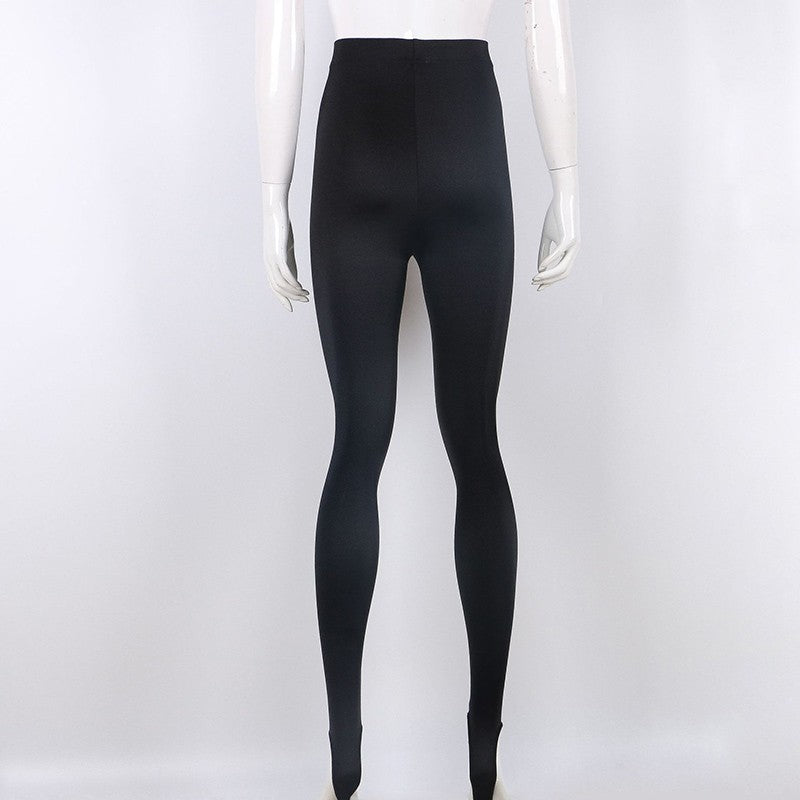 Korean Fashion Winter Black High Waisted Skinny Y2K Women Pants Sexy Glitter Cas