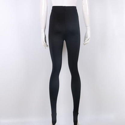Korean Fashion Winter Black High Waisted Skinny Y2K Women Pants Sexy Glitter Cas
