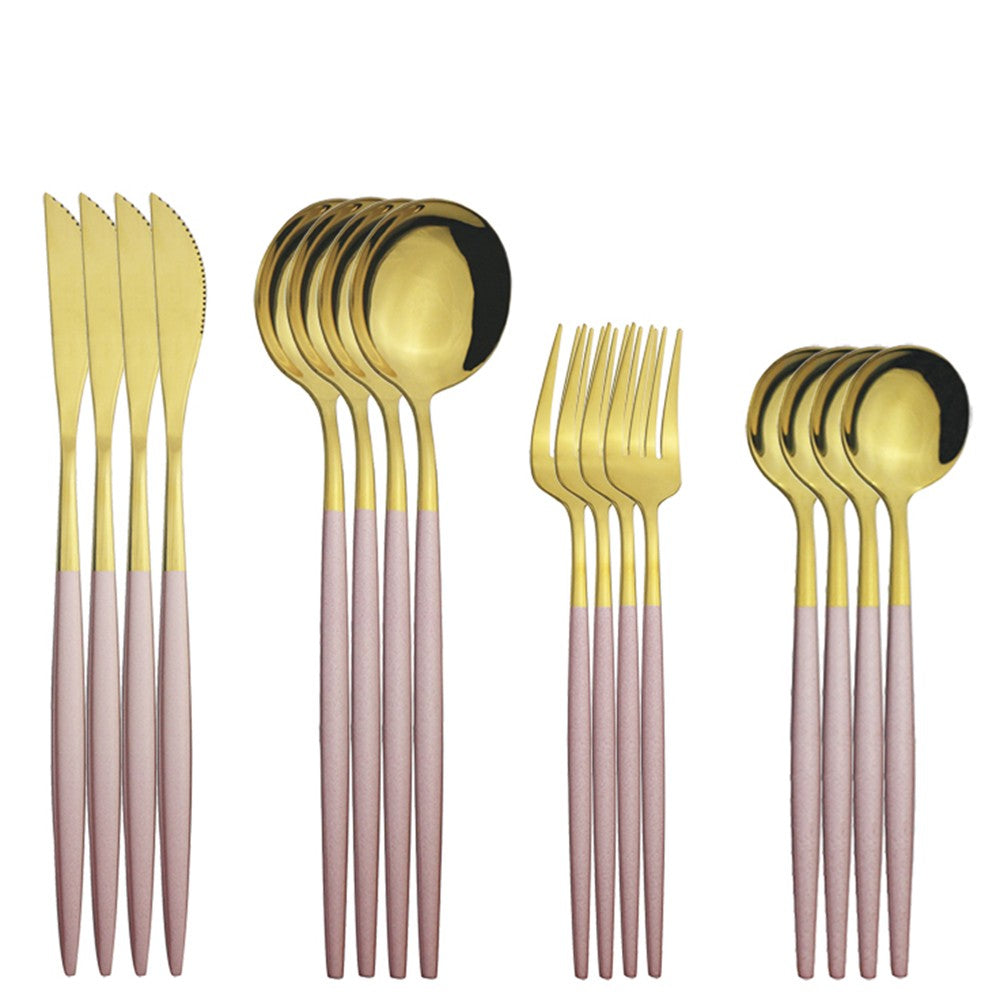 Conjunto de 16 talheres de aço inoxidável Verde Menta, facas, garfos, colheres de sobremesa para casa, jogo de talheres para cozinha