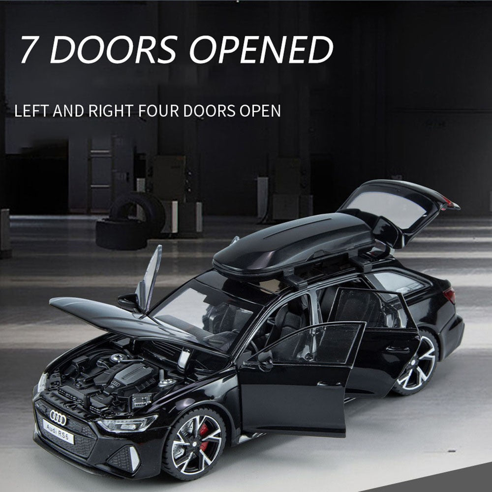 1/32 Audi RS6 Modelo de Carro de Brinquedo com Luz Sonora Portas que Abrem Liga Diecast Modelo de Veículo de Coleção Brinquedo para Menino Adulto Presente de Festival