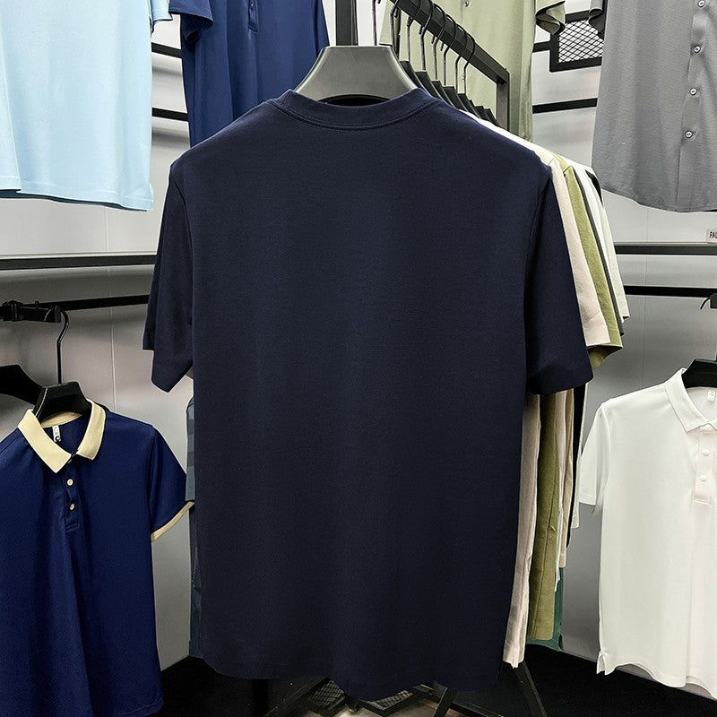 High end silky cotton breathable short sleeve T-shirt men summer designer Paul brand embroidered fashion casual round neck top