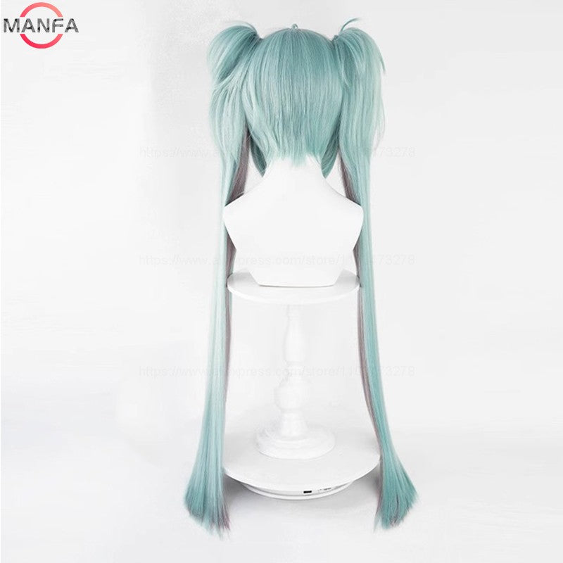 Miku Rascal Cosplay Wig 96cm Long Ponytails Wigs Heat Resistant Synthetic Hair Halloween Party Role Play Wigs+Wig Cap