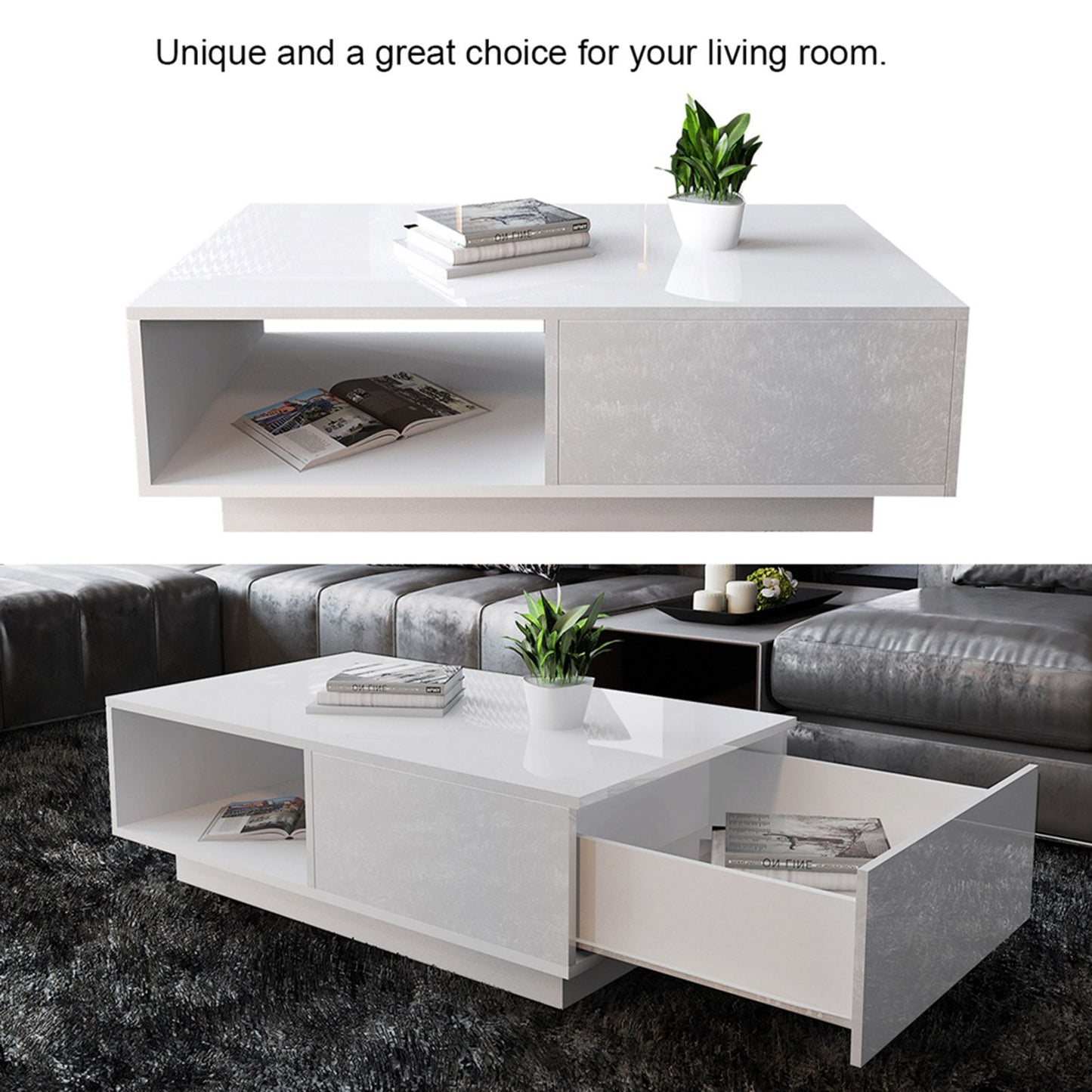 Coffee Table Living Room Table Storage Table Tea Table Modern High Gloss Rectangular Coffee Table Tea Table Storage Living Room